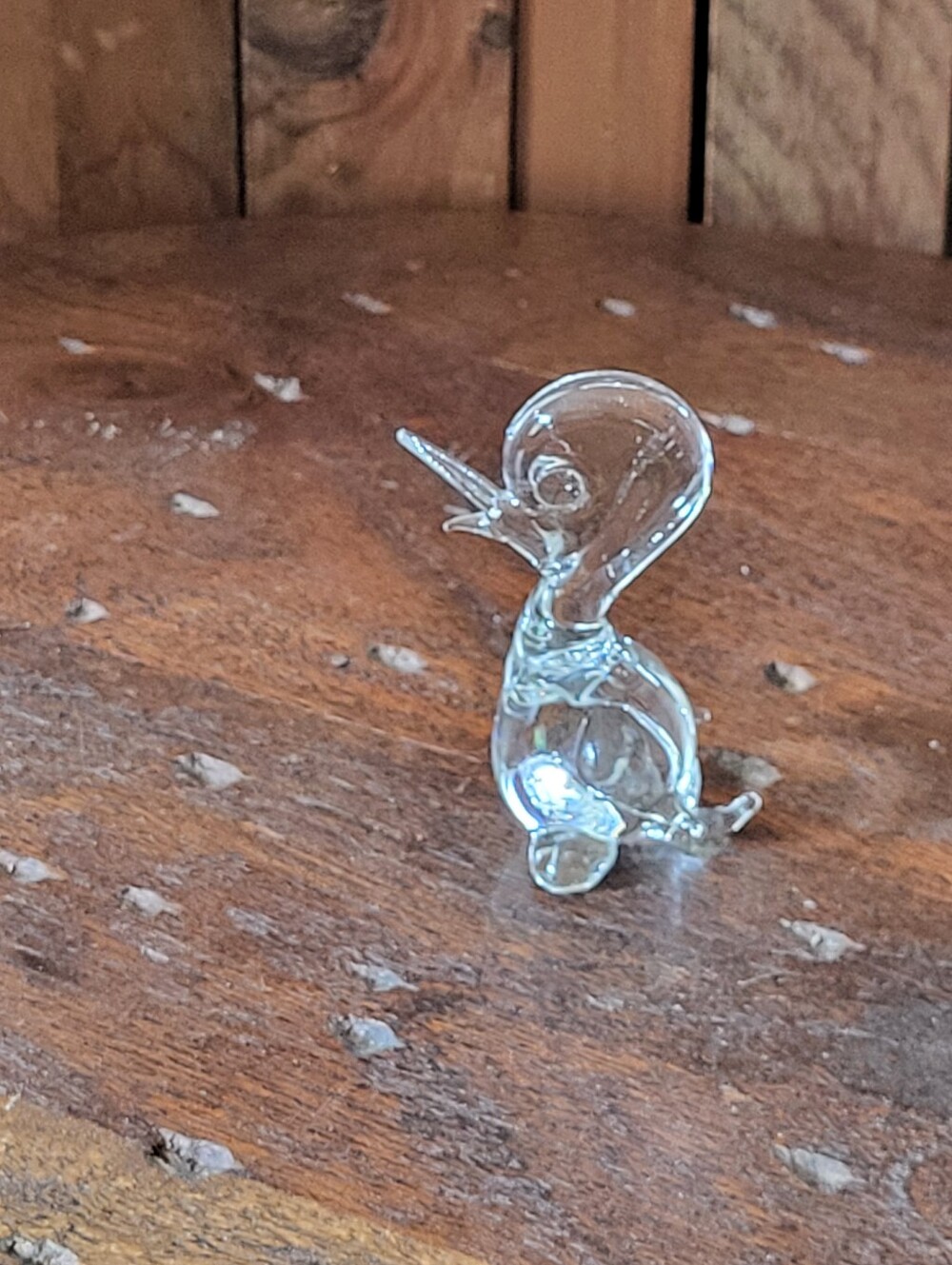 Clear Handblown Glass Duck Figurine